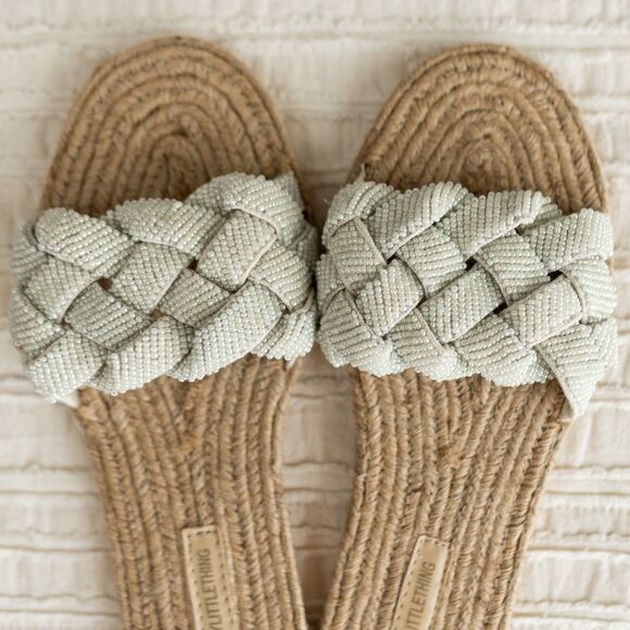 PrettyLittleThing Beaded Espadrille Braided Sandals in Cream and Tan - Picture 2 of 5